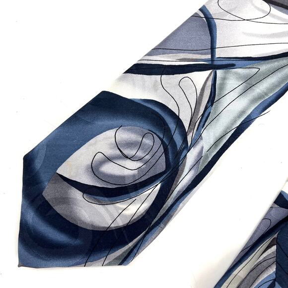 J. Garcia Silk Tie Gray Blue Snail Garden Collection Fifty-Five 3.75 x 62 - Picture 1 of 3